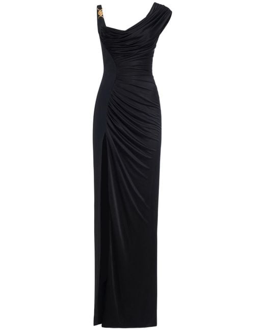 Versace Blue Draped Jersey Gown