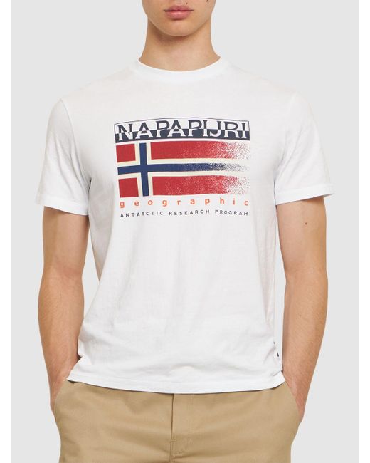 T-shirt s-kreis in cotone di Napapijri in White da Uomo