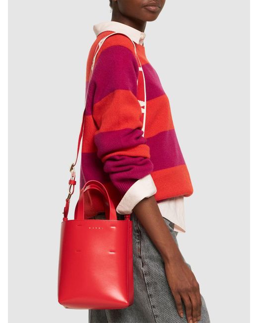 Sac nano en cuir museo Marni en coloris Red