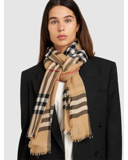Burberry Multicolor Giant Check Lightweight Wool Scarf
