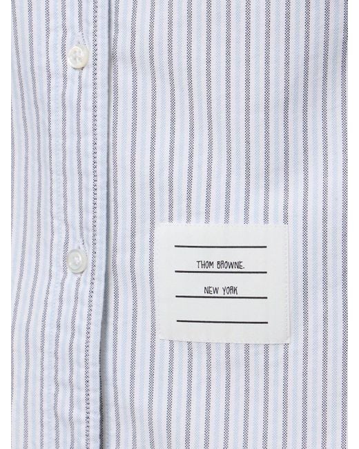 Thom Browne White Klassisches Hemd Aus Baumwolloxford Mit Streifen