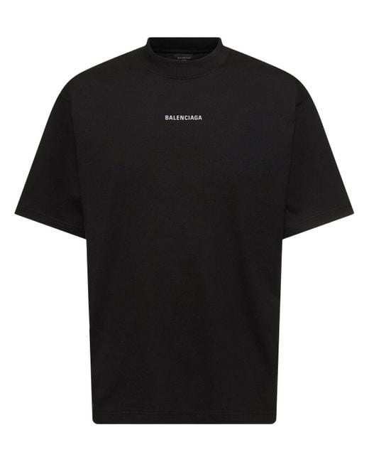 Balenciaga Reflective Logo Cotton T Shirt in Black for Men Lyst