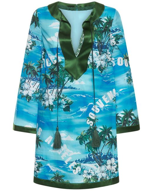 Gucci Ocean Palm Island Printed Dress in Blue | Lyst UK
