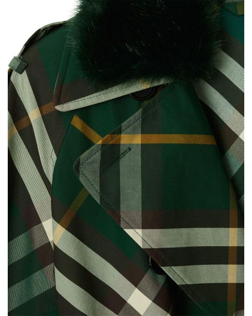 Burberry Green Trenchcoat Check aus Baumwollgabardine