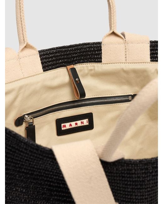 メンズ Marni ロゴラフィアエフェクト トートバッグ ミディアム Black