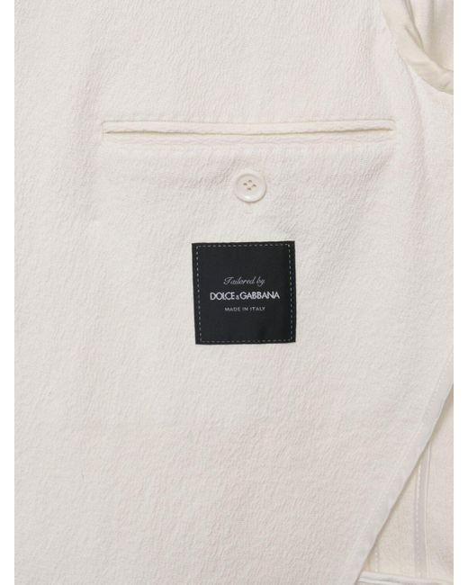 Dolce & Gabbana White Cotton Blend Double Breasted Blazer for men