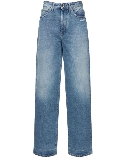 Off-White c/o Virgil Abloh Blue Corporate Extra baggy Cotton Denim Jeans