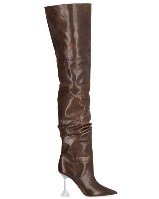AMINA MUADDI Brown 95mm Olivia Leather Over-the-knee Boots