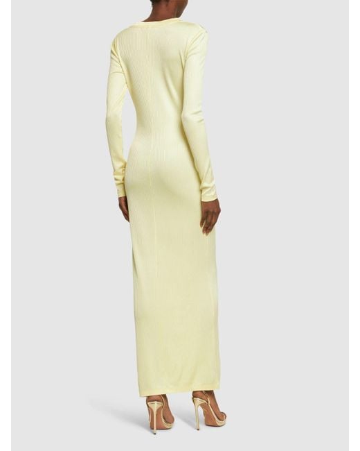 Area Yellow Kleid Aus Viskose Mit V-ausschnitt & Sternniete