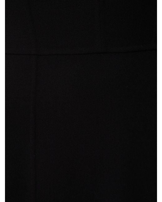 Michael Kors Black Stretch Wool Crepe Split Midi Dress