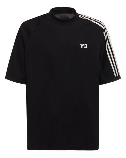 Y-3 Black 3-stripe Logo Cotton T-shirt for men