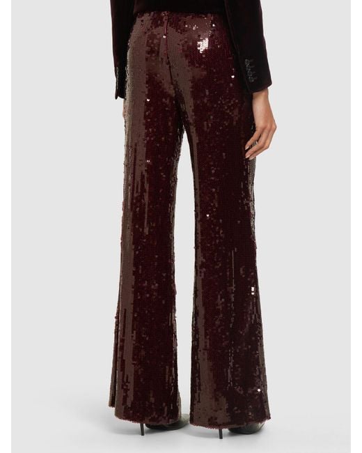 ROTATE BIRGER CHRISTENSEN Purple Sequined Low Waisted Pants