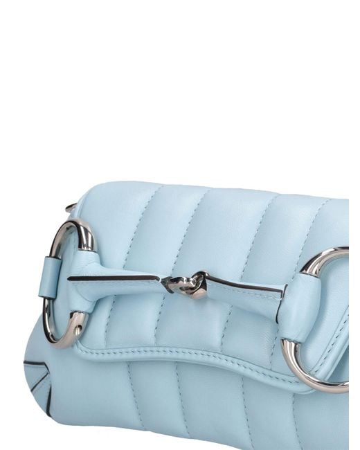 Gucci Blue Small Horsebit Chain Leather Bag