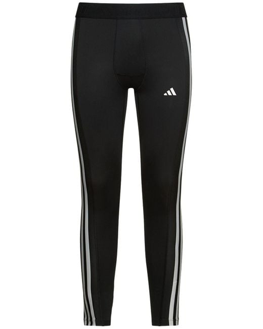 Adidas Originals Black 3 Stripes Tech leggings for men