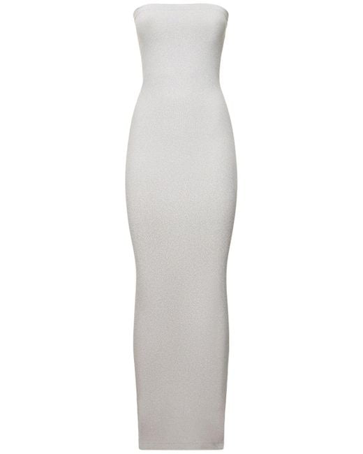 Wolford Fading Shine Strapless Midi Dress in White