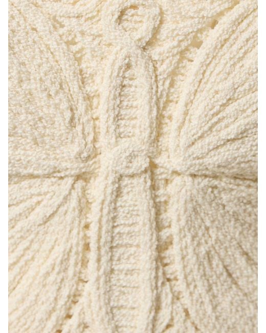 Blumarine White Butterfly Cotton Blend Knit Crop Top