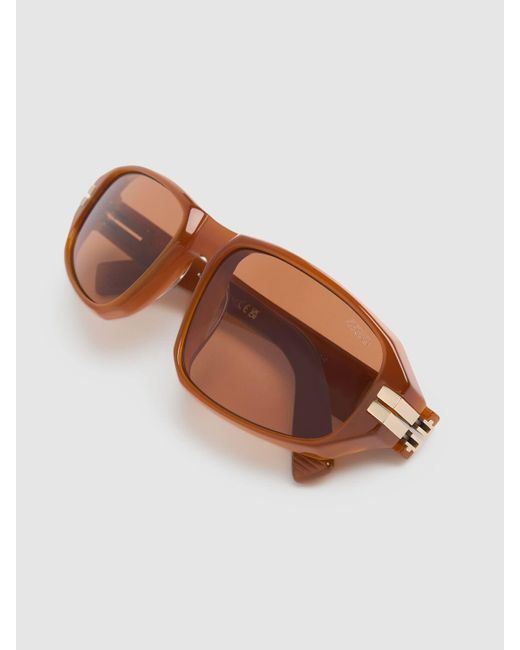Zegna Brown Squared Sunglasses W/ Lanyard for men