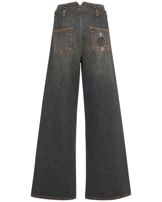 Etro Gray Weite Jeans Aus Denim Mit Riemen