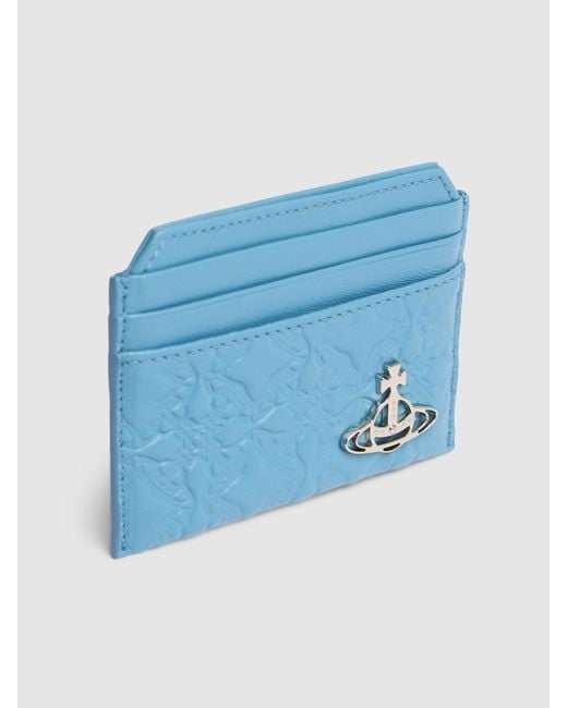 Vivienne Westwood Blue Embossed Leather Slim Card Holder