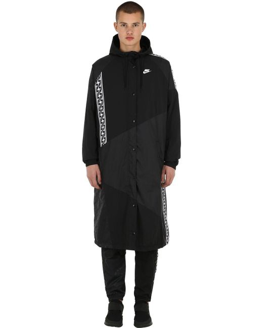 Nike Black Nsw Taped Patchwork Woven Long Jacket for men