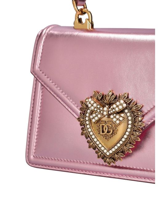 Borsa mini devotion lamé di Dolce & Gabbana in Pink