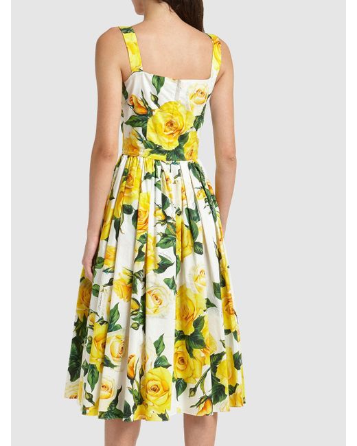 Vestido midi estampado floral Dolce & Gabbana de color Yellow