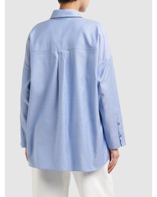 Camicia lodola in cotone oxford di Max Mara in Blue