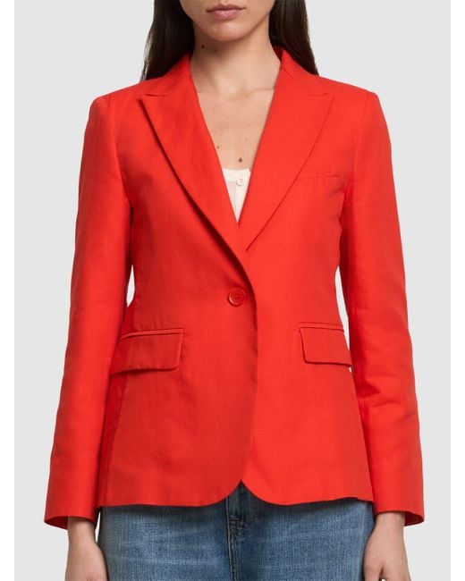 Weekend by Maxmara Quito コットン&リネンキャンバスワイドジャケット Red