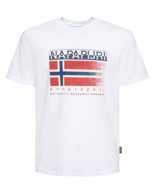 T-shirt s-kreis in cotone di Napapijri in White da Uomo