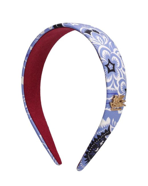 Etro Blue Silk Twill Headband