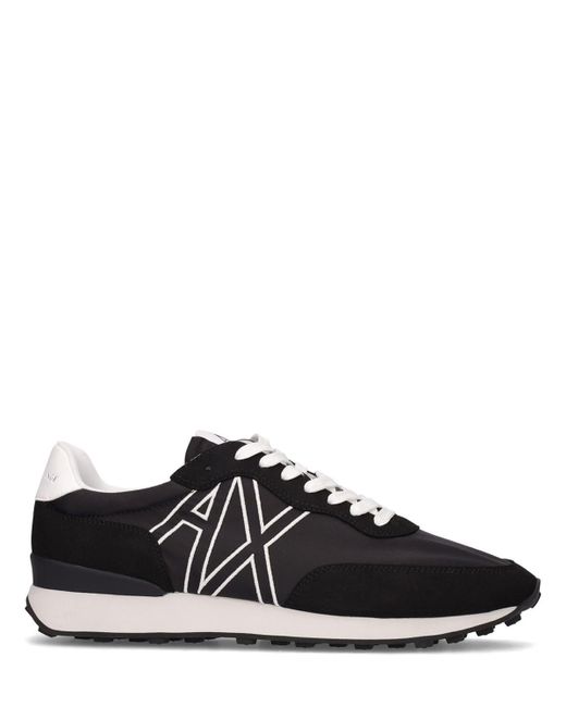 Armani Exchange Synthetic Logo Print Tech Running Sneakers in Black ...