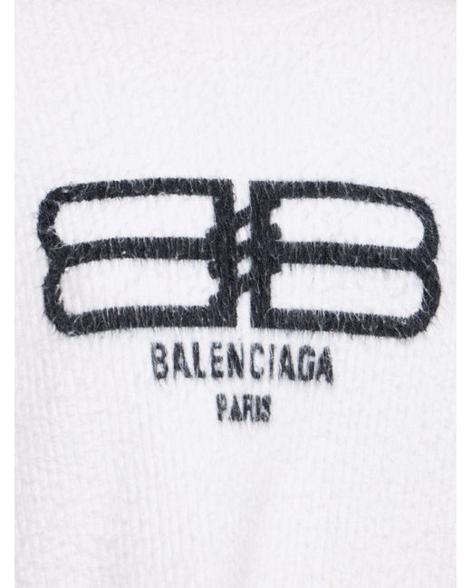 Balenciaga White Logo Knitted Crewneck Top