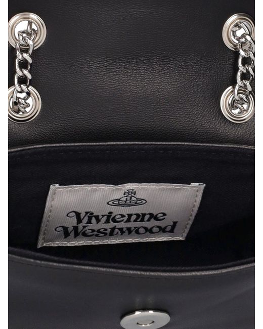 Vivienne Westwood Black Small Leather Shoulder Bag W/chain