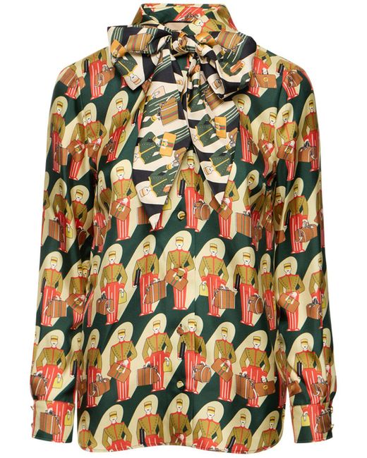 Gucci Multicolor Bedrucktes Seidenhemd " Porter"