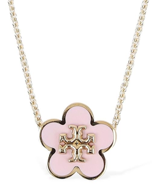 Tory Burch Kira Enamel Flower Pendant Necklace in Pink | Lyst Australia