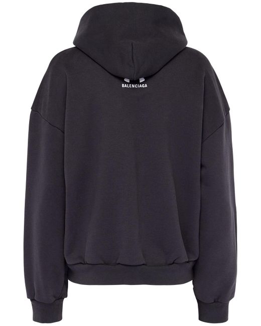 Balenciaga Black Cotton Zip-Up Hoodie Washed