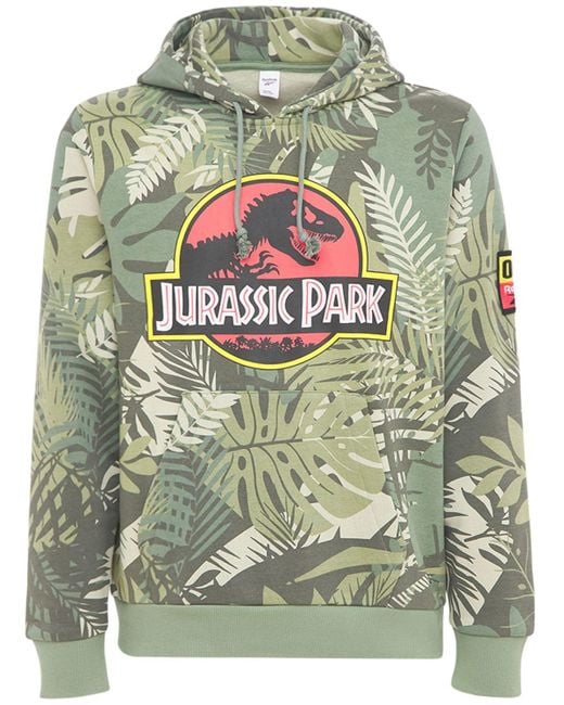 Reebok Green Jurassic Park Cotton Sweatshirt Hoodie for men