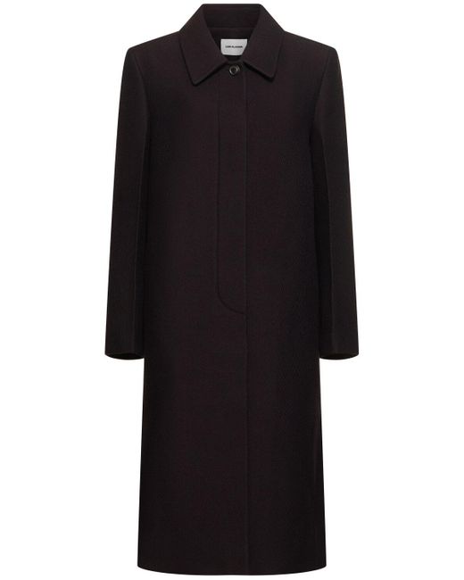 Low Classic Black Wool Twill Long Coat