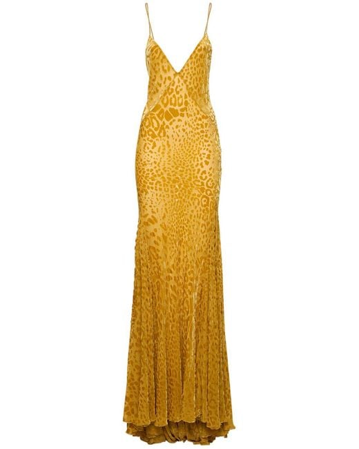 Roberto Cavalli ベルベットロングドレス Metallic