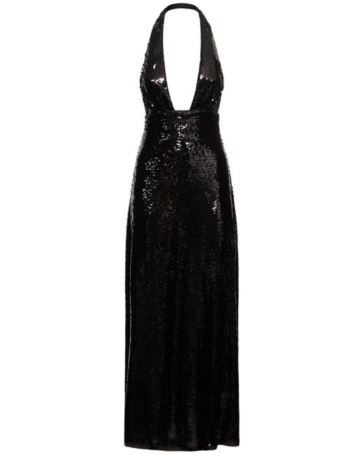 WeWoreWhat Black Sequined Halter Neck Midi Dress