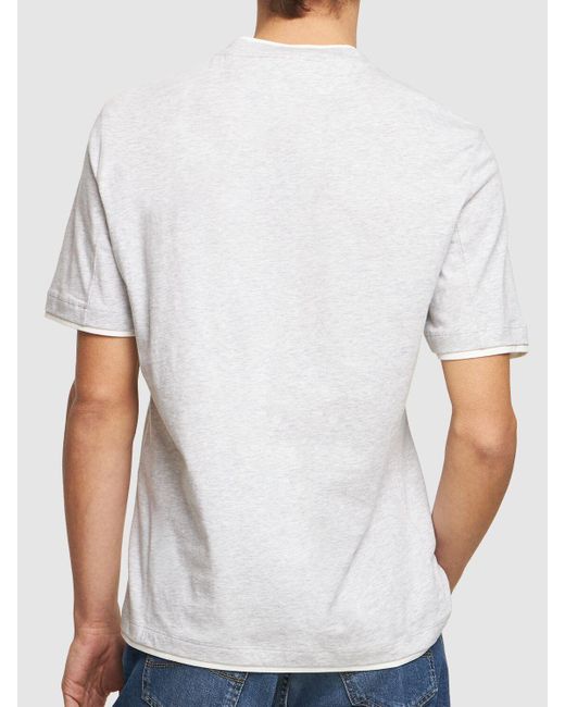 メンズ Brunello Cucinelli レイヤードコットンジャージーtシャツ White