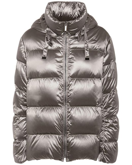 Max Mara Spaces Short Hooded Down Jacket in Gray | Lyst