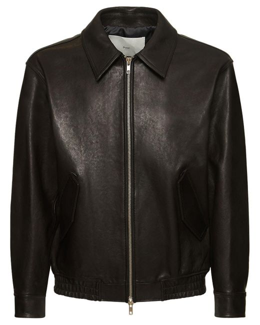 DUNST Leather Bomber Jacket in Black | Lyst