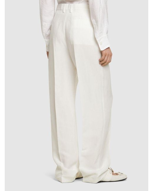 Pantalones rectos de satén con cintura alta MSGM de color White