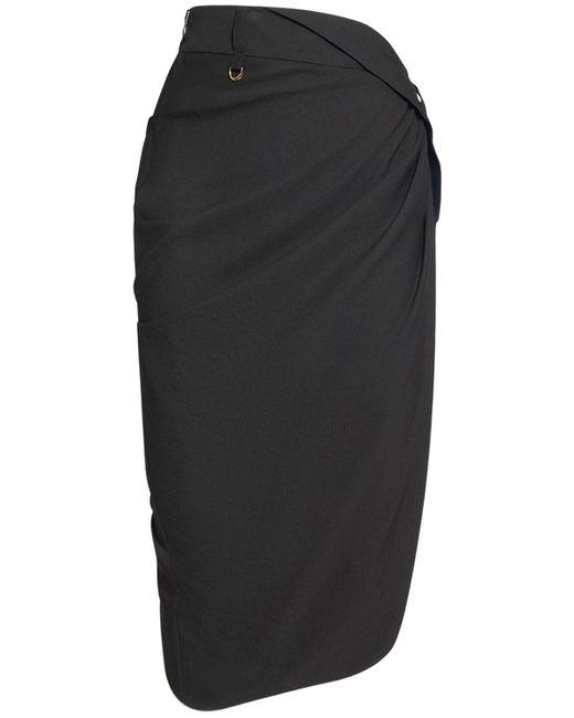 Jacquemus Black La Jupe Saudade Satin Midi Wrap Skirt