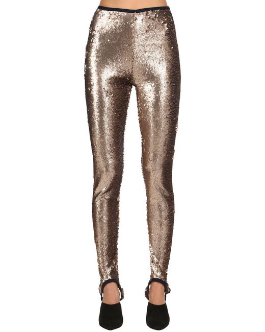 Stella Jean Metallic Sequined Stretch Stirrup leggings