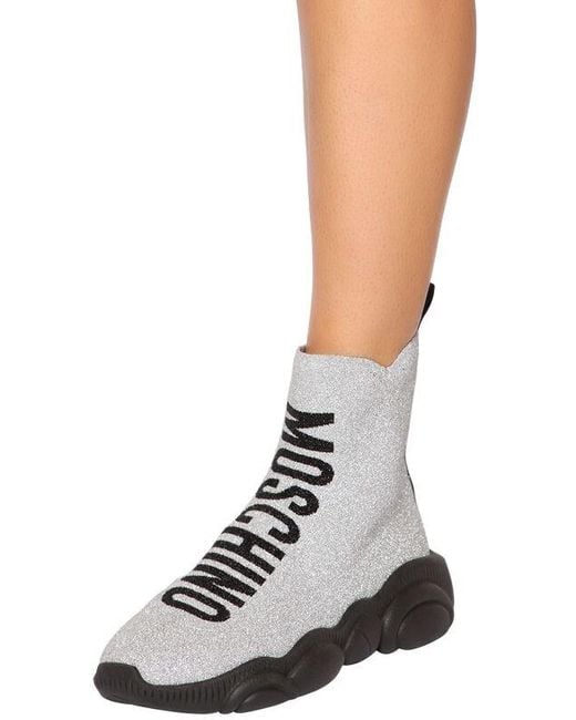 High Sock Sneakers Teddy Patch Moschino Scarpe Sneakers Sneakers alte 