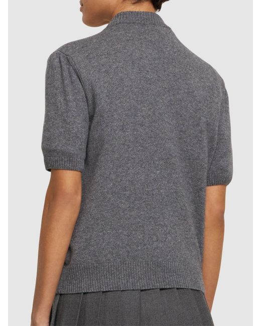 MSGM Gray Wool Blend Short Sleeve Sweater