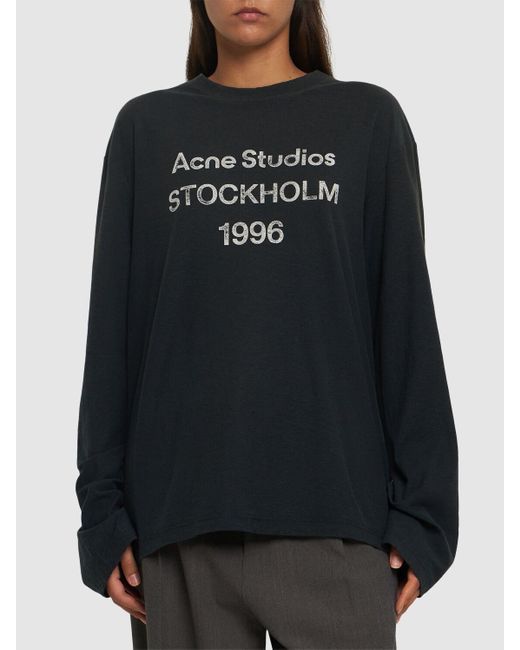 Acne Black T-shirt Aus Baumwolle "edden U 1996"