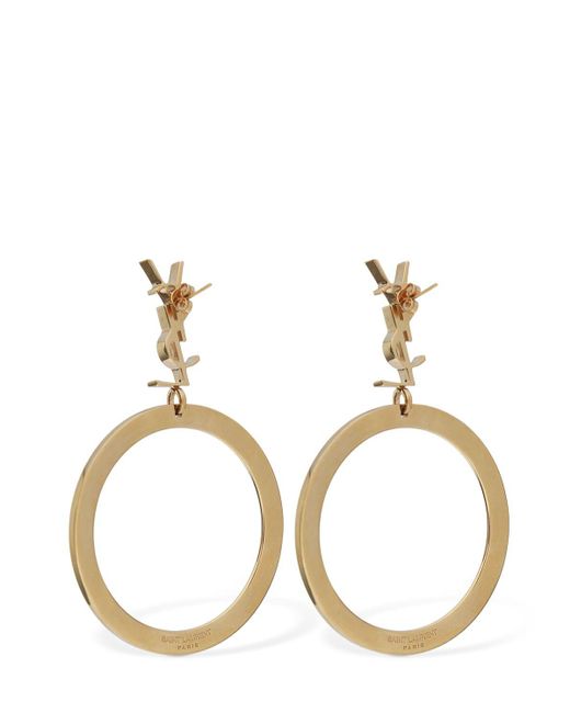 Saint Laurent Metallic Brass Hoop Earrings